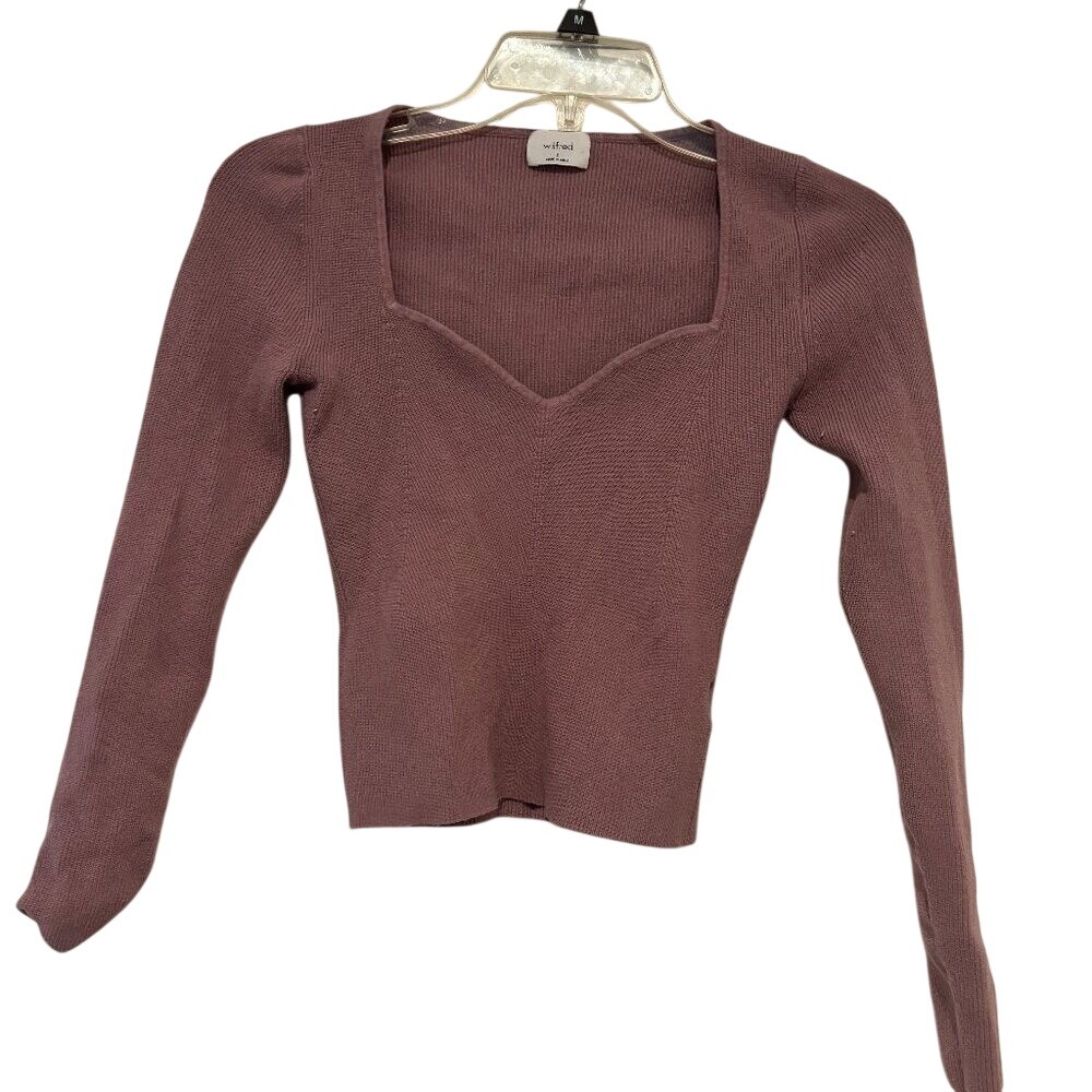 Wildred mauze sz S ribbed long sleeve shirt sweetheart neckline 0